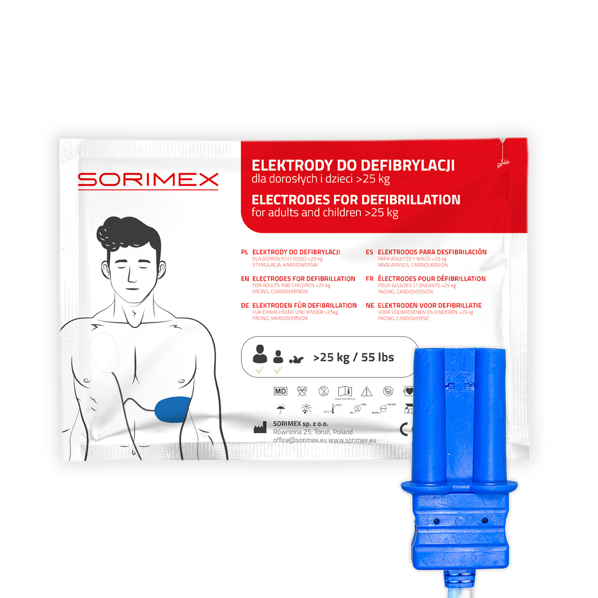 Elektrody do defibrylacji dla dorosłych, Schiller, SORIMEX, dł. 120 cm, 1 opk.