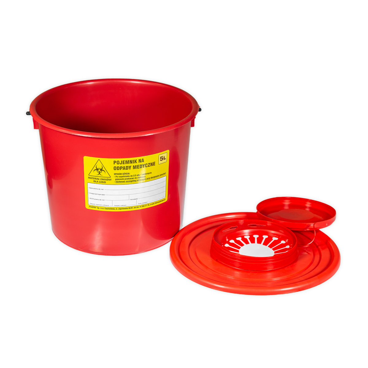 Pojemnik na odpady medyczne, 5 l, czerwony, 1 szt.