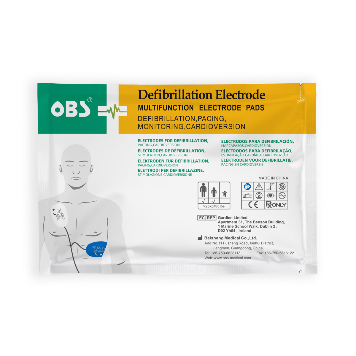 Elektrody do defibrylacji dla dorosłych, Zoll Medical, OBS, dł. 210 cm, 1 opk.