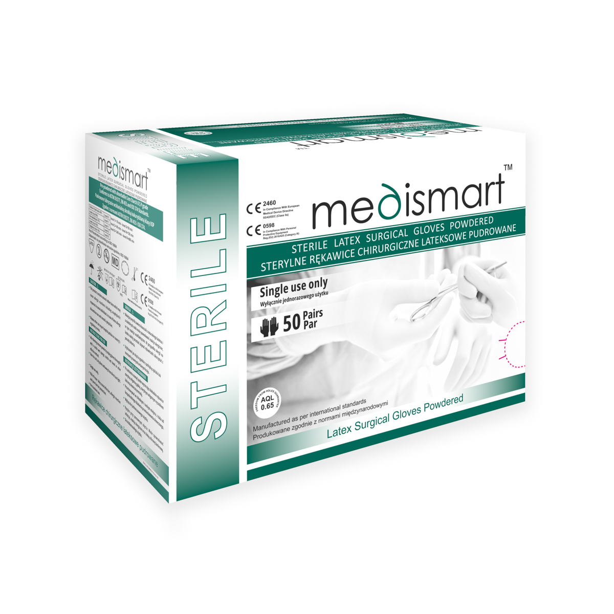 Rękawiczki chirurgiczne pudrowane Medismart 8.5, EO, 1 opk. - 1 para
