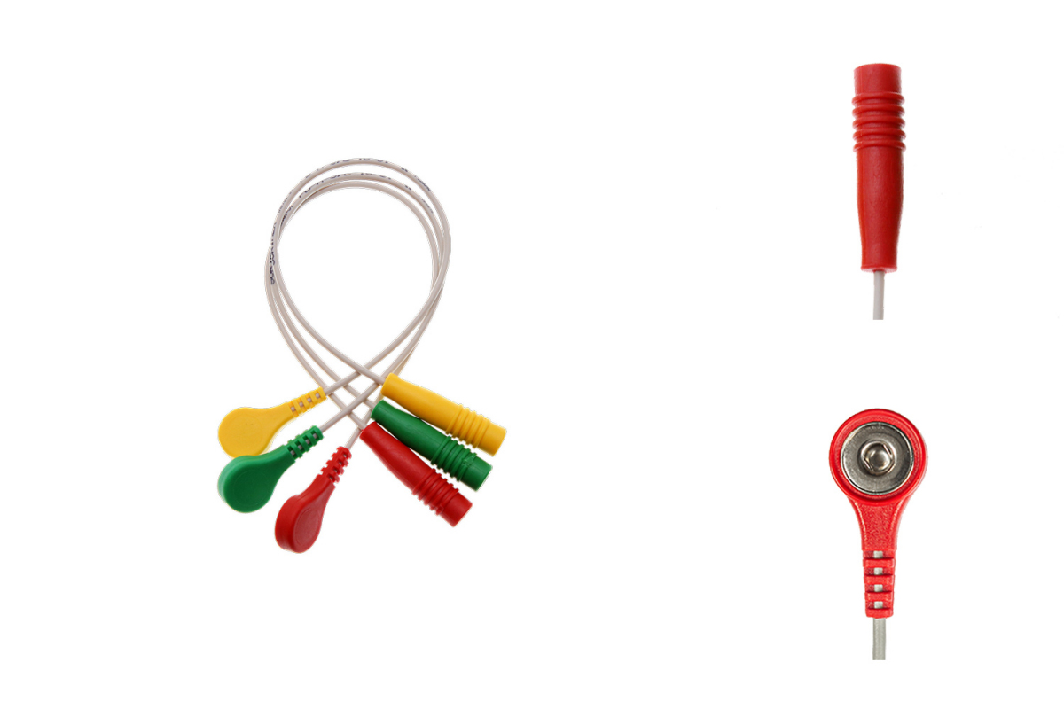 Przewód dołączeniowy EKG, 3-odprowadzeniowy, zatrzask, gniazdo ⌀ 4 mm, dł. 18 cm, op. 3 szt.