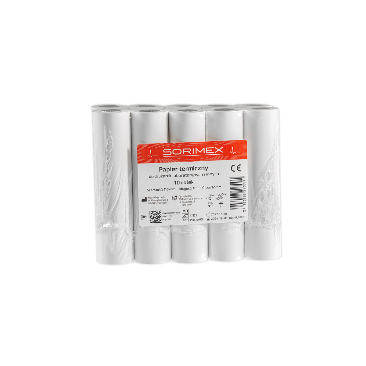 Papier do drukarki laboratoryjnej, termiczny, bez nadruku, 110 mm x 7 m, 1 opk. - 10 szt.