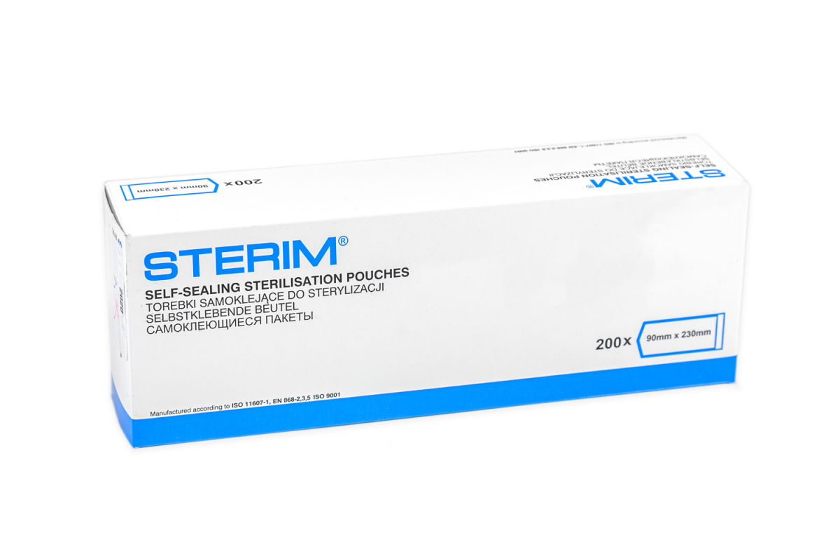 Torebki papierowo-foliowe samoklejące do sterylizacji STERIM, 90 x 230 mm, 1 opk. - 200 szt.