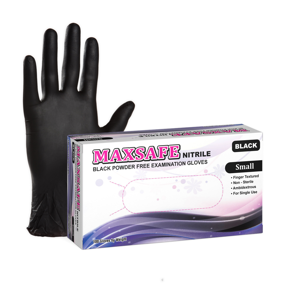 Rękawice nitrylowe Maxsafe czarne w rozmiarze S