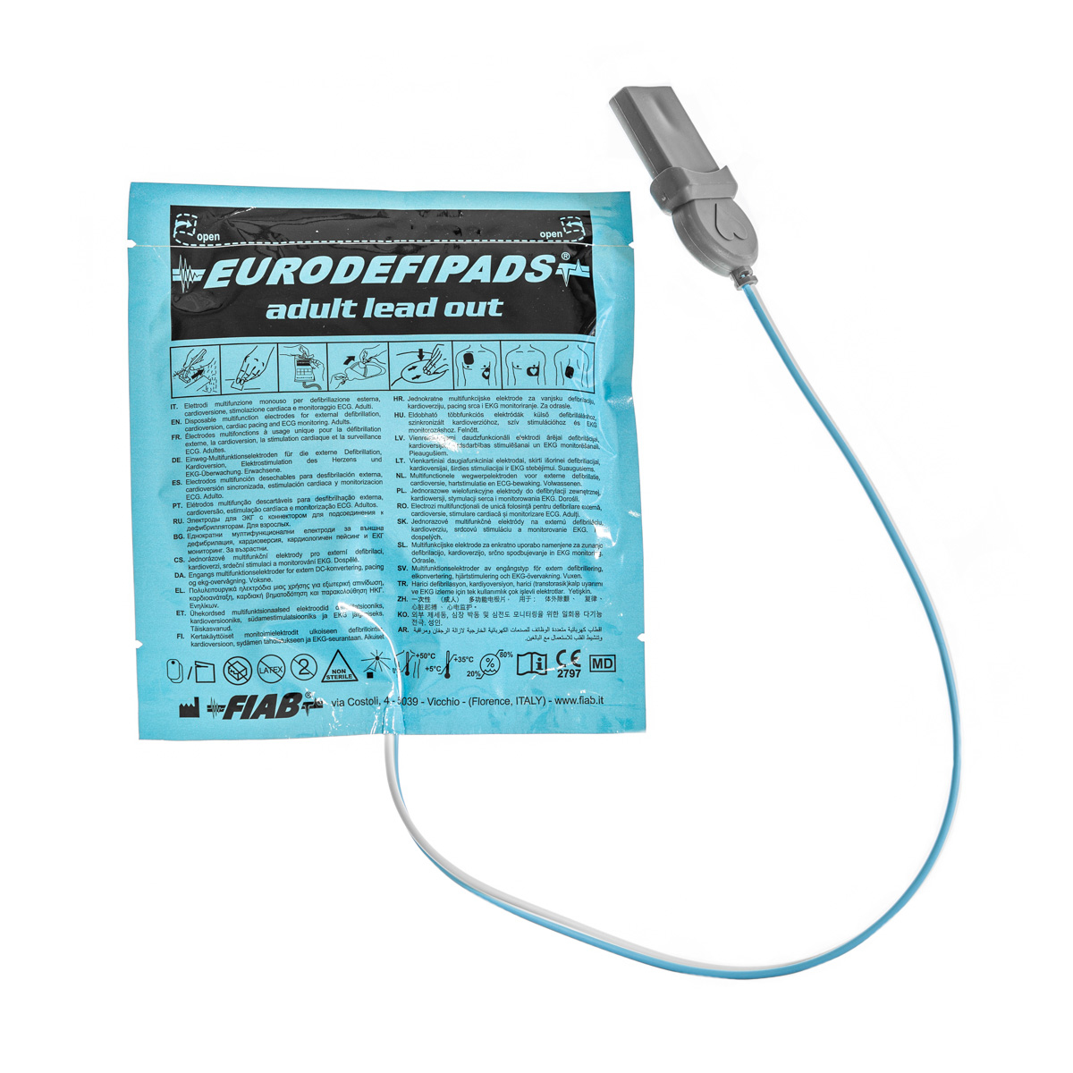 Elektrody do defibrylacji z kablem na zewnątrz dla dorosłych, CU Medical Systems, 1 opk.