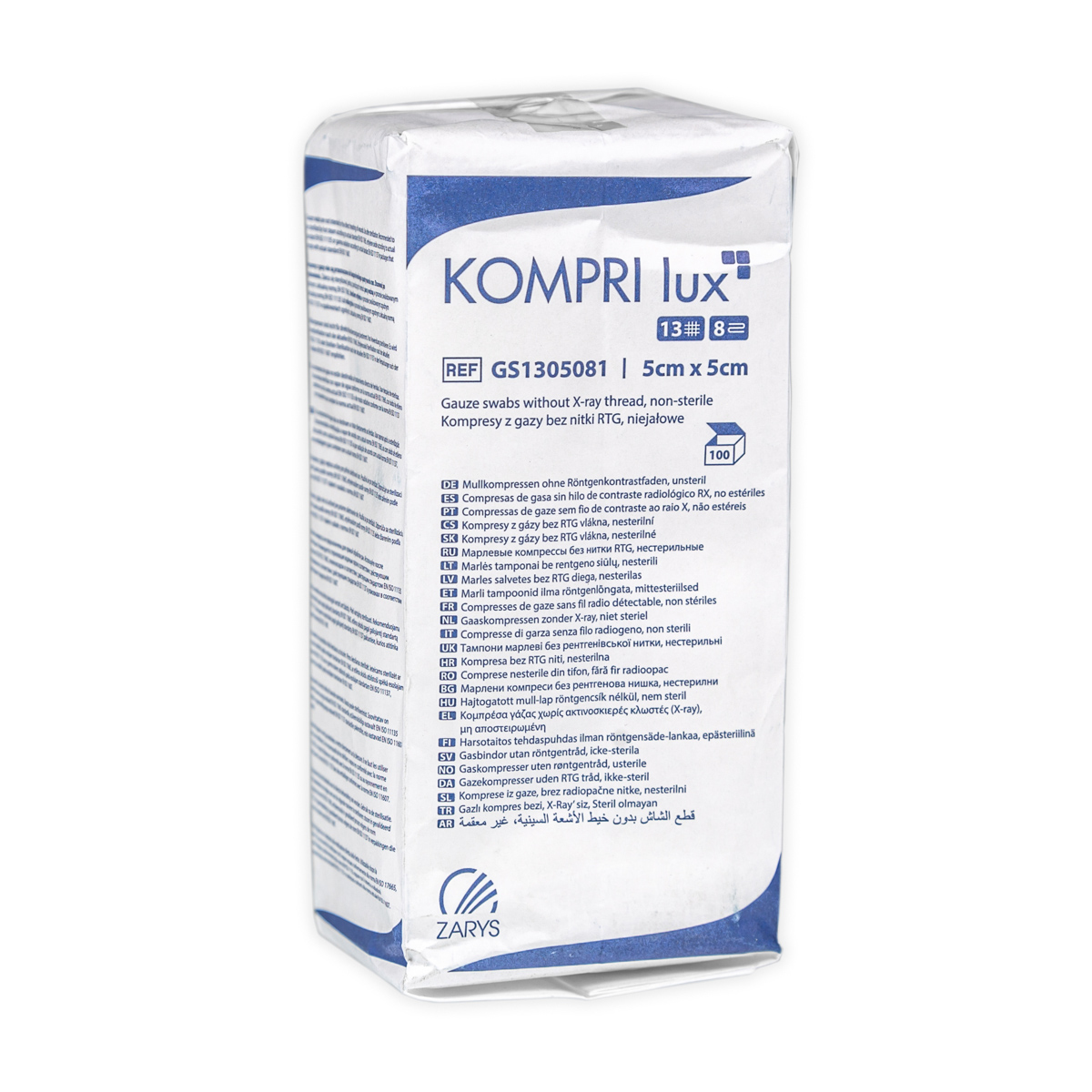 Kompresy gaz.niejałowe 5x5 cm 13N, 8W opak100szt