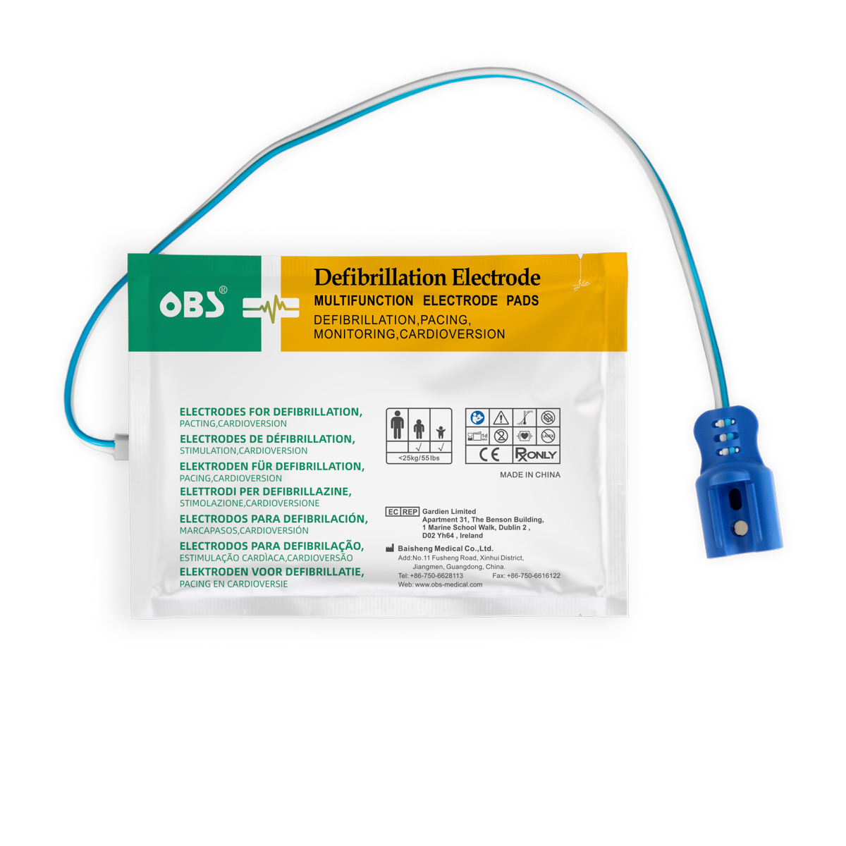 Elektrody do defibrylacji dla dzieci z kablem na zewnątrz, Philips, OBS, dł. 210 cm, 1 opk.