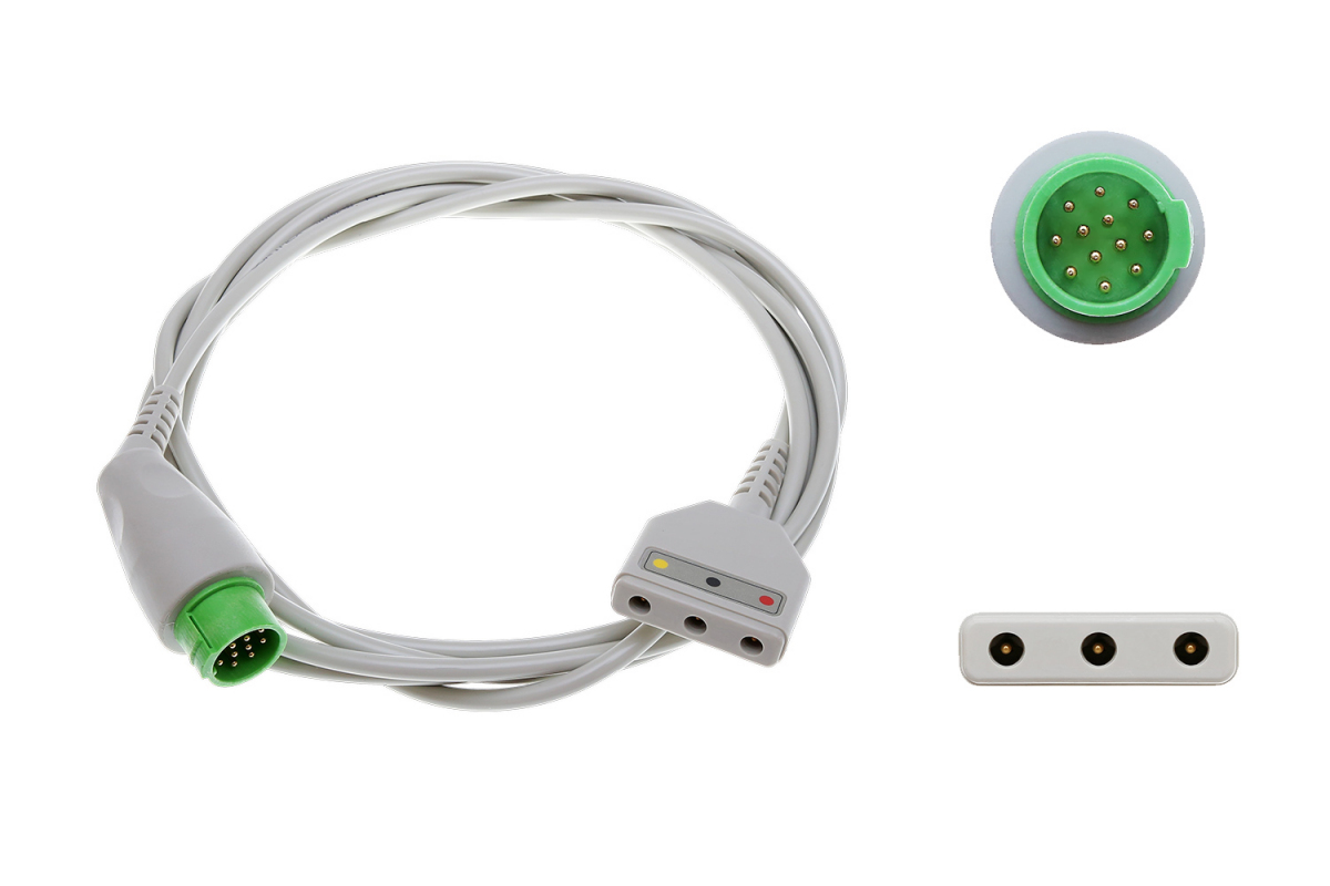 Kabel EKG do monitorowania rozłączny, 3-odprowadzeniowy, wtyk okrągły 12-pin, dł. 270 cm, op. 1 szt.