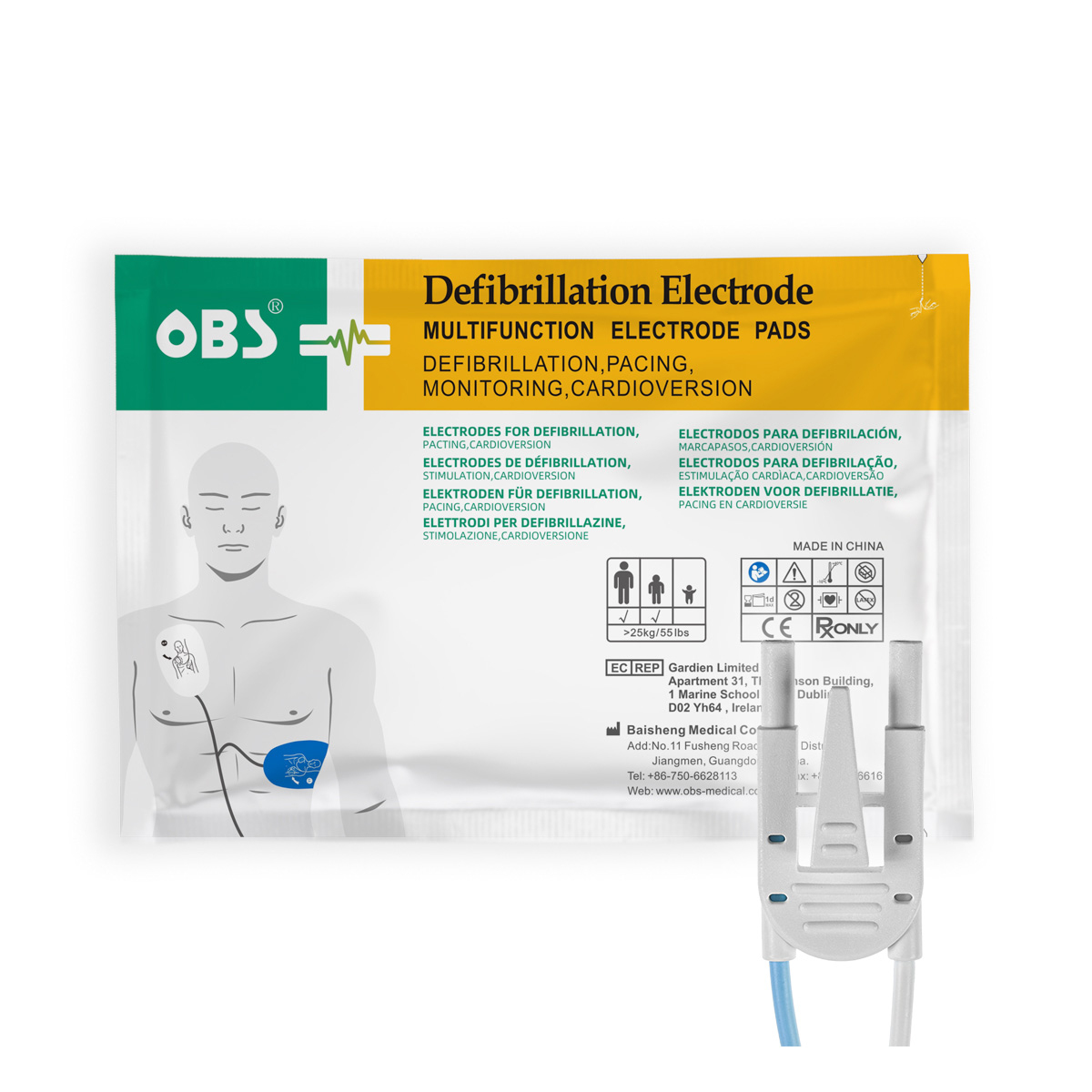 Elektrody do defibrylacji dla dorosłych, Zoll Medical, OBS, dł. 210 cm, 1 opk.
