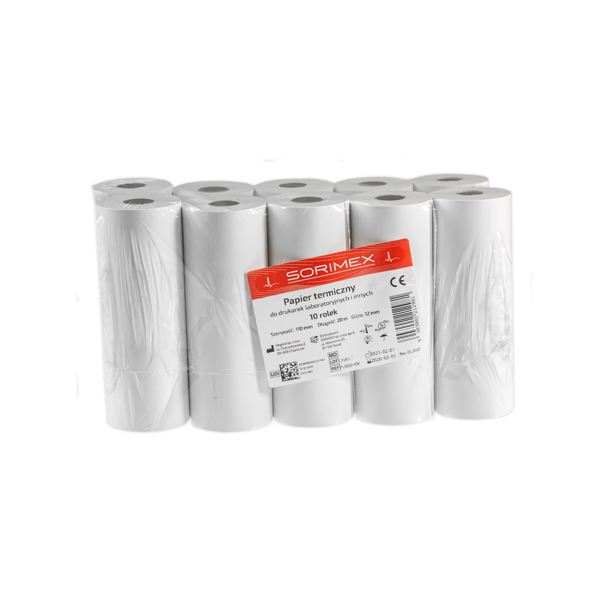 Papier do drukarki laboratoryjnej, termiczny, bez nadruku, 110 mm x 20 m, 1 opk. - 10 szt.