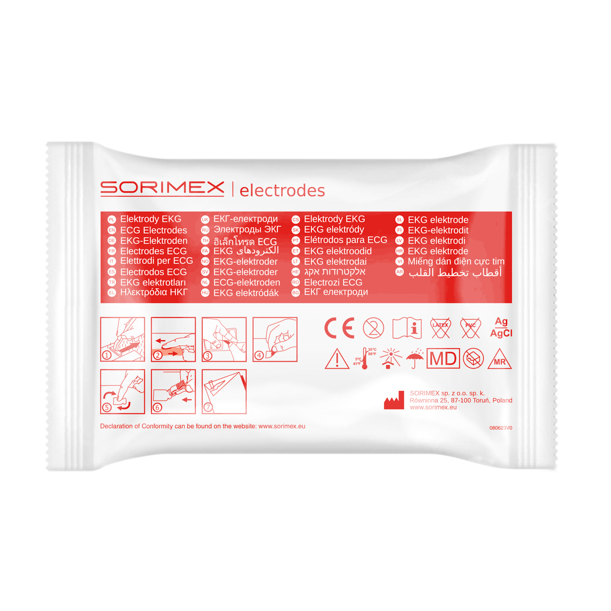 Elektrody EKG EK-T 3423SG TAB dla dorosłych, do RTG i MRI, PET, hydrożel, 34 x 23 mm, 1 opk. - 100 szt.