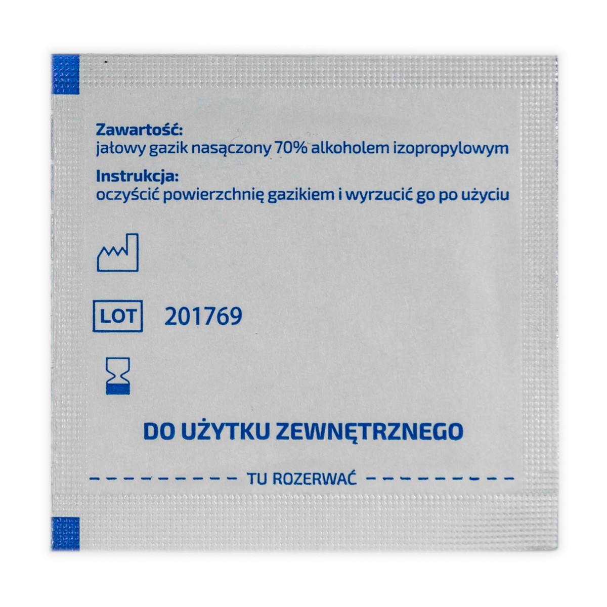 Gaziki do dezynfekcji nasączone 70% alkoholem izopropylowym, 65 x 30 mm, opk.100 szt