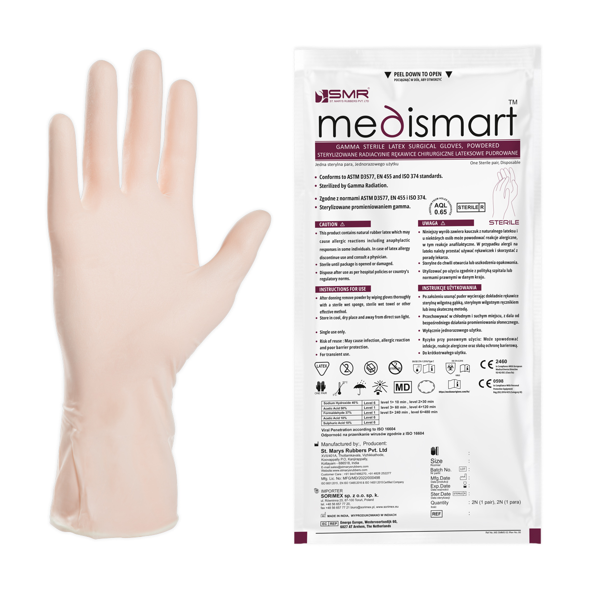 Rękawiczki chirurgiczne pudrowane Medismart 8.0, R, 1 opk. - 1 para Rękawiczki chirurgiczne pudrowane Medismart 8.0, R, 1 opk. - 1 para