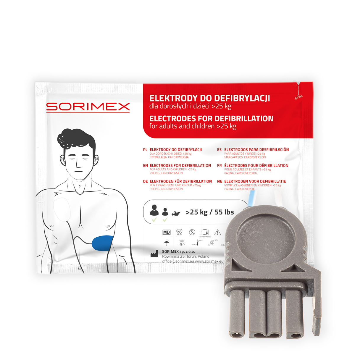 Elektrody do defibrylacji dla dorosłych, Physio-Control, SORIMEX, dł. 120 cm, 1 opk.