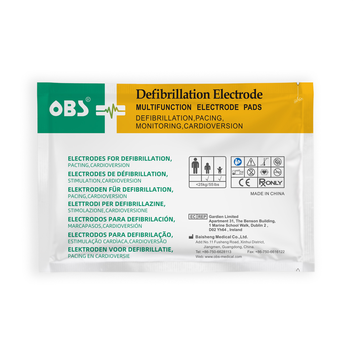 Elektrody do defibrylacji dla dzieci, Zoll Medical / M&B, OBS, dł. 210 cm, 1 opk.