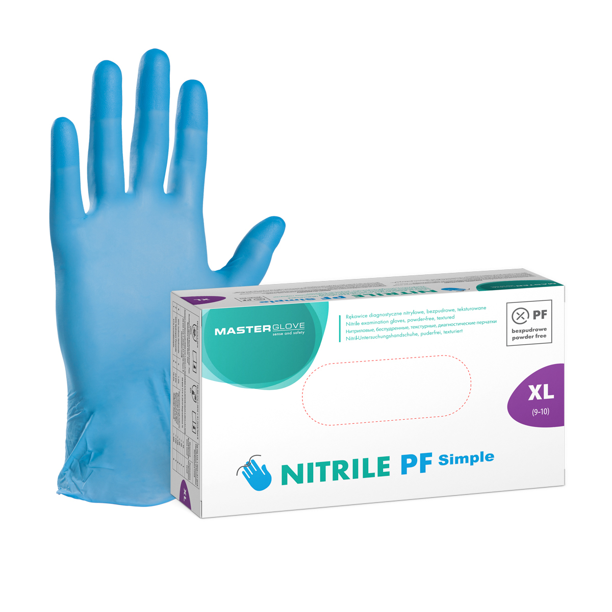 Rękawiczki nitrylowe niebieskie Master Glove Nitrile PF Simple XL, 1 opk. - 100 szt.