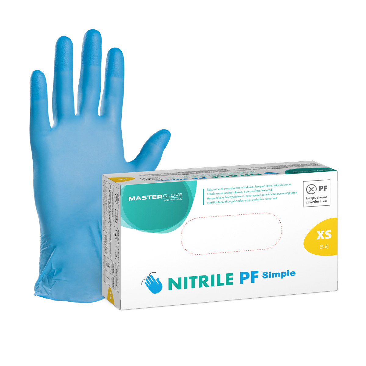 Rękawiczki nitrylowe niebieskie Master Glove Nitrile PF Simple XS, IT, 1 opk. - 100 szt.