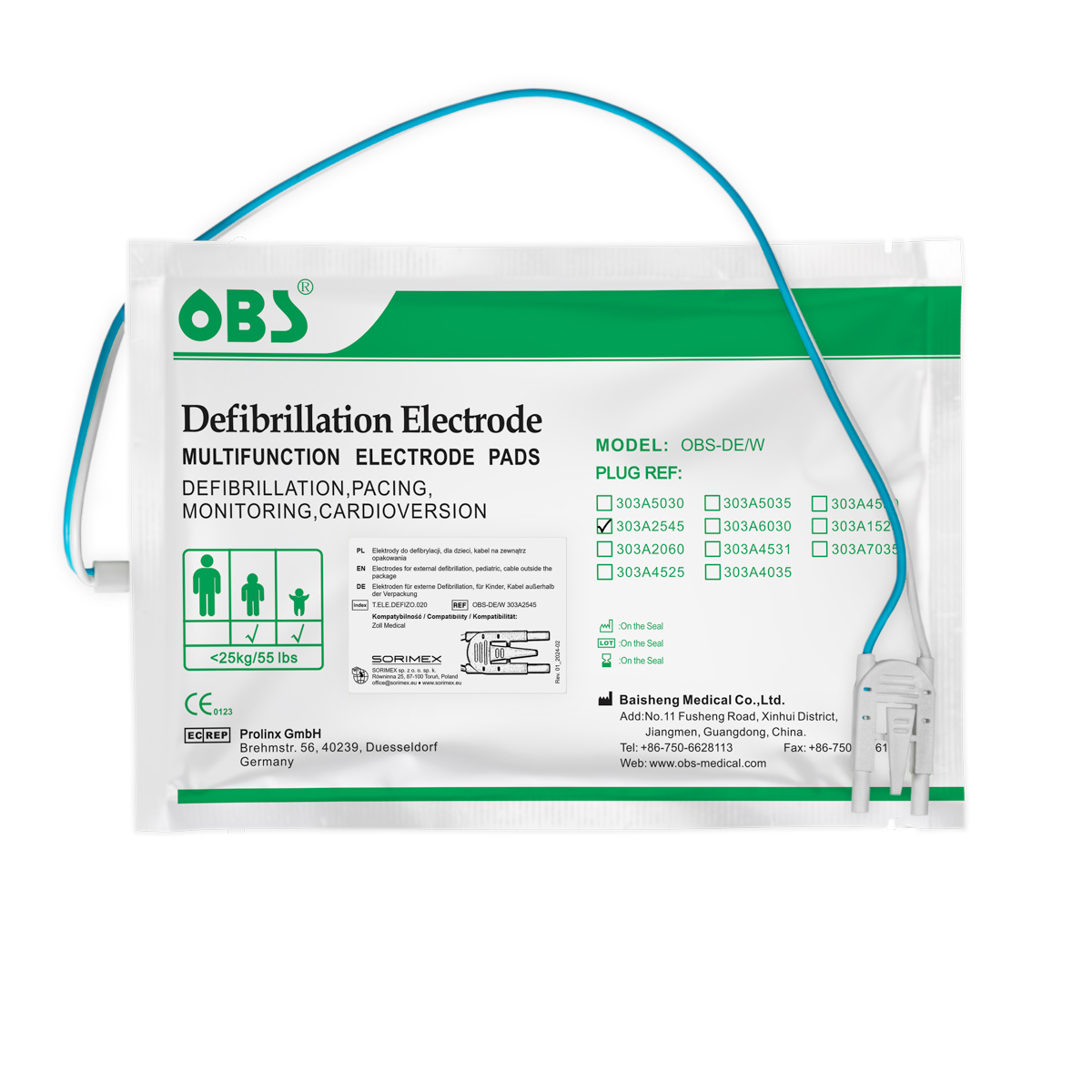 Elektrody do defibrylacji dla dzieci z kablem na zewnątrz, Zoll Medical / M&B, OBS, 1 opk.