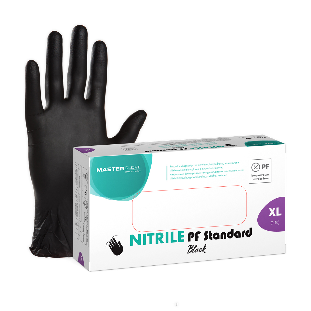 Rękawiczki nitrylowe czarne Master Glove Nitrile PF Standard Black XL, IT, 1 opk. - 100 szt.