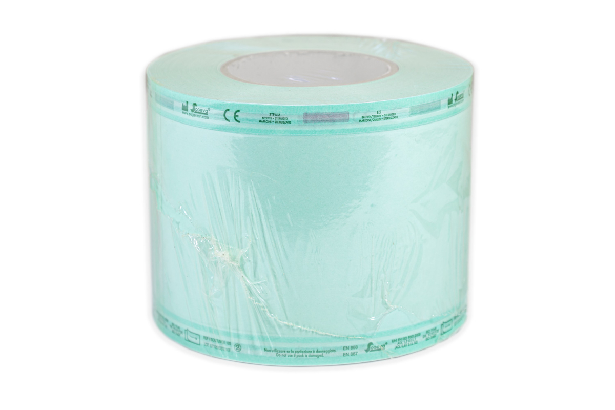 Rękaw papierowo-foliowy do sterylizacji, bez zakładki, 12 cm x 100 m, 1 szt.