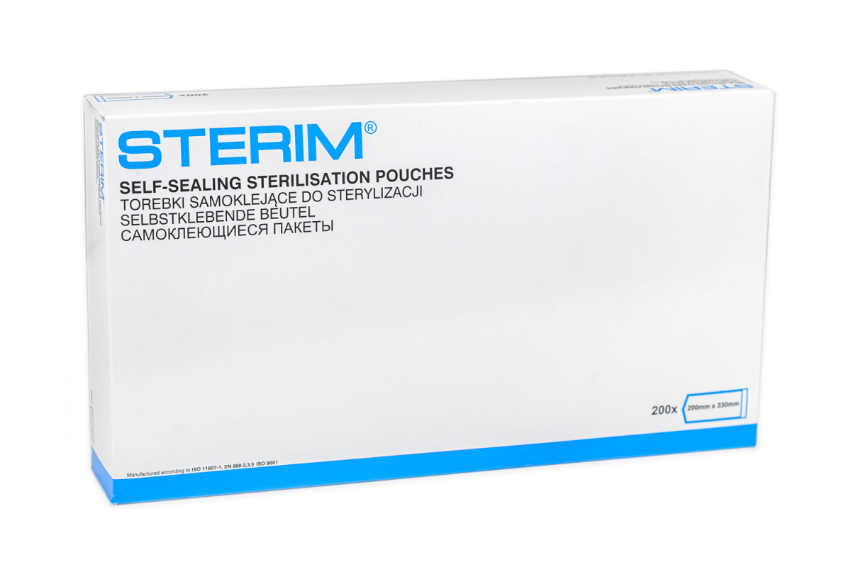 Torebki papierowo-foliowe samoklejące do sterylizacji STERIM, 200 x 330 mm, 1 opk. - 200 szt.