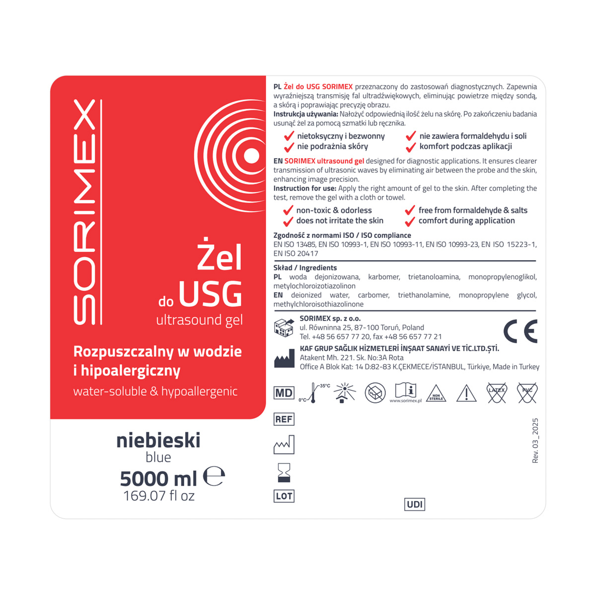 Żel do USG SORIMEX, 5000 ml, niebieski, 1 szt.