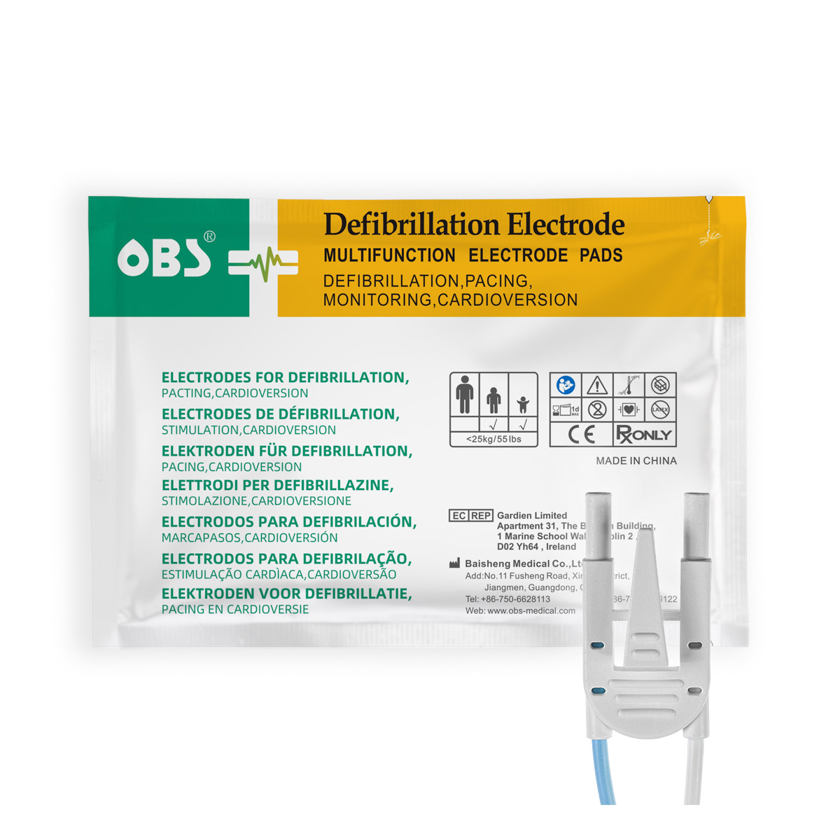 Elektrody do defibrylacji dla dzieci, Zoll Medical, OBS, dł. 210 cm, 1 opk.