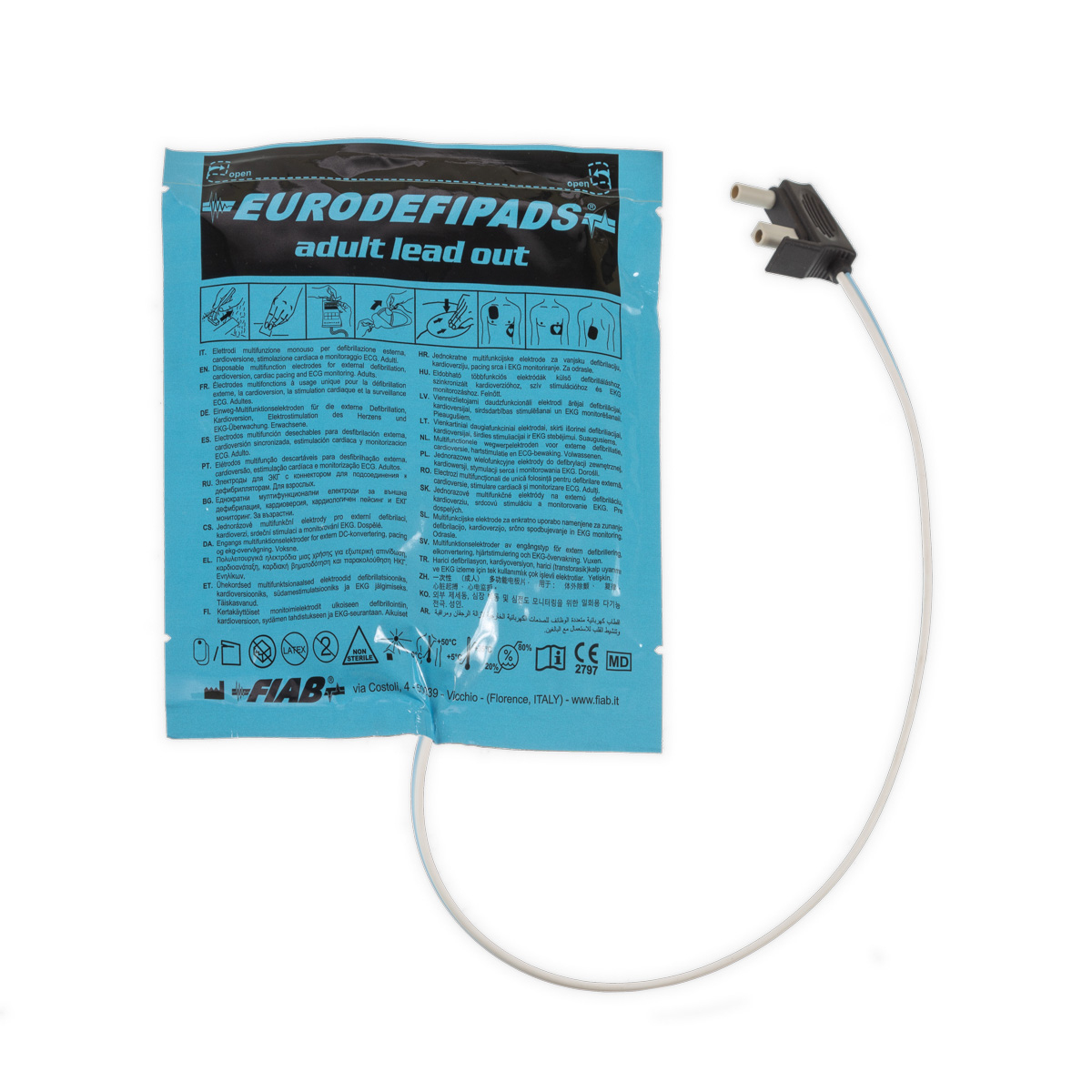 Elektrody do defibrylacji z kablem na zewnątrz dla dorosłych, Weinmann, 1 opk.