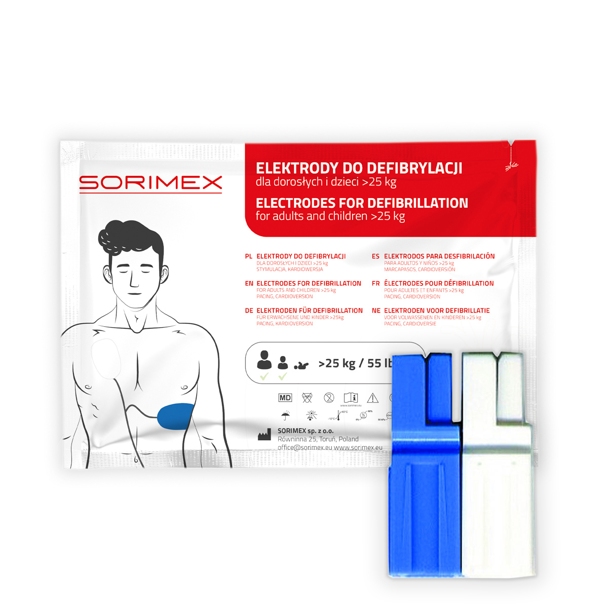 Elektrody do defibrylacji dla dorosłych, CU Medical Systems, SORIMEX, dł. 120 cm, 1 opk.