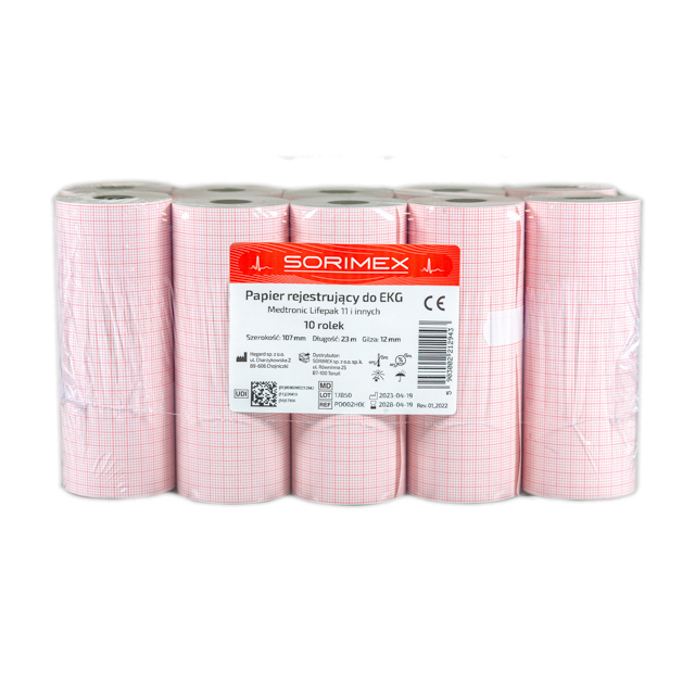 Papier EKG do defibrylatora Physio-Control Lifepak 11 / 12 / 15, 107 mm x 23 m, 1 opk. - 10 szt.