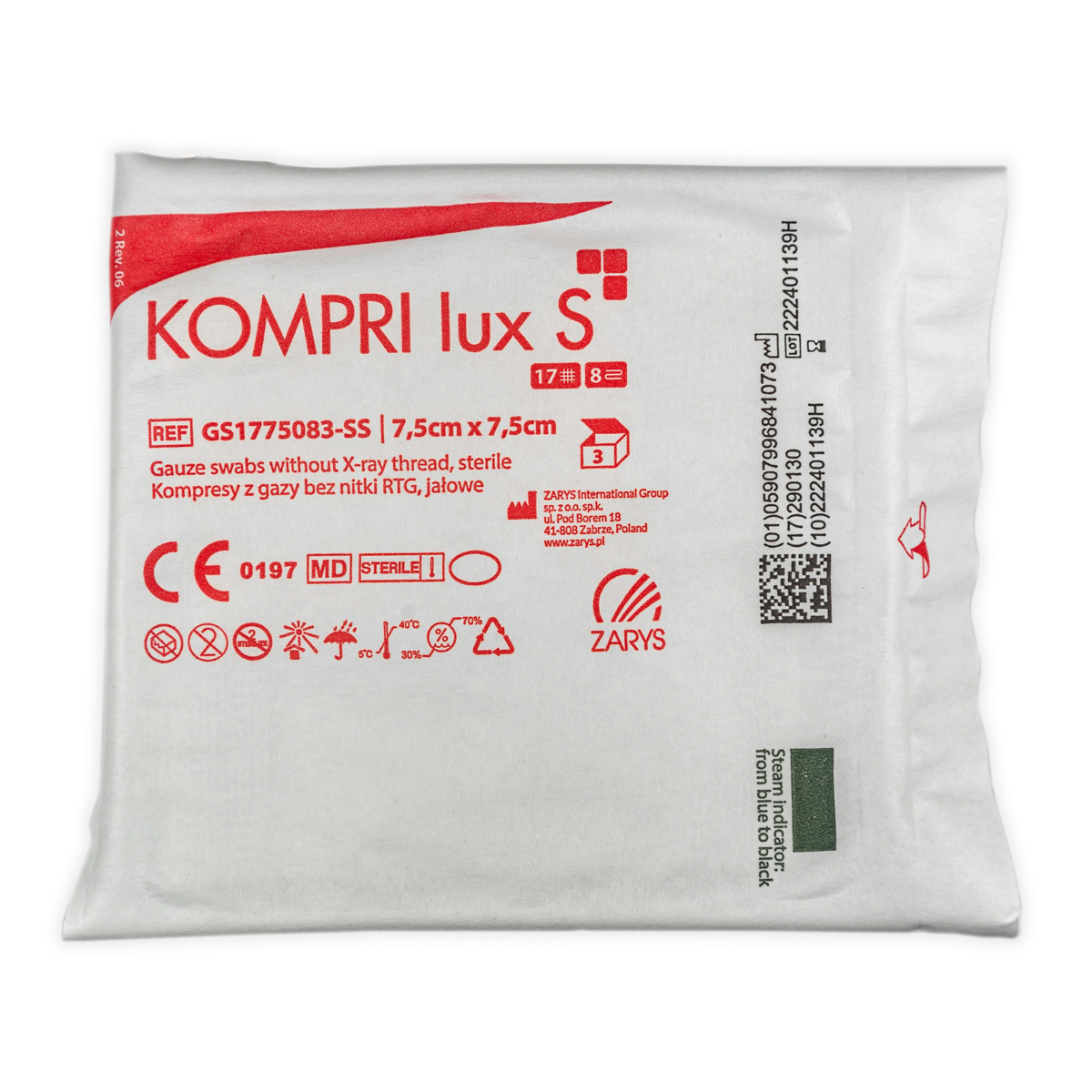 Kompres gaz.jał.17N 8W 7,5x7,5cmx3szt. KOMPRI lux S (para wodna)1 krt - 50 opk x 3 szt.