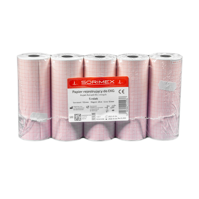 Papier EKG do Aspel AsCard A4 / B56 / Mr Blue / Mr Silver / Mr Grey, 112 mm x 25 m, 1 opk. - 5 szt.