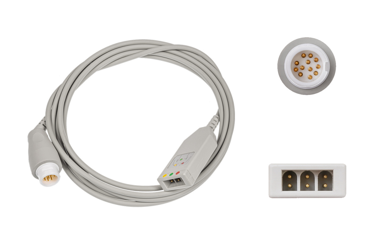 Kabel EKG do monitorowania rozłączny, 3-odprowadzeniowy, system VS, wtyk okrągły 12-pin, dł. 270 cm, op. 1 szt.