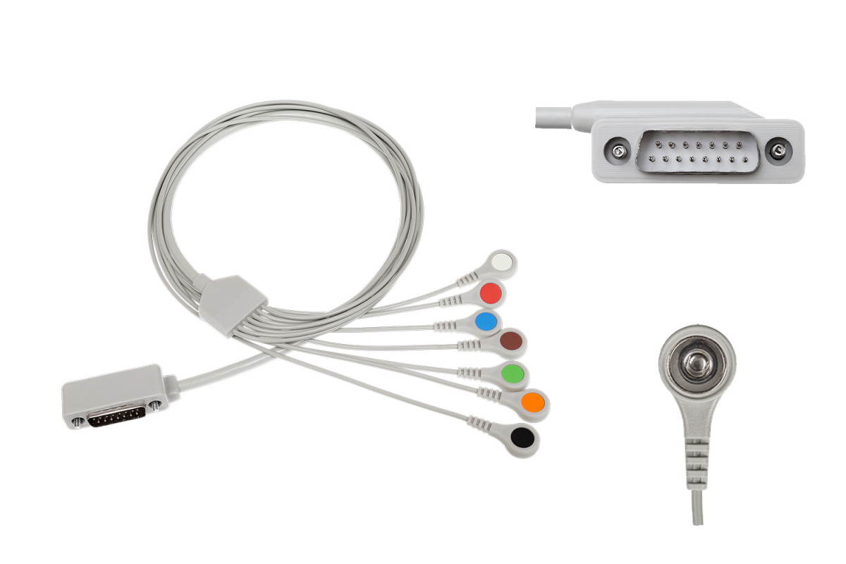 Kabel EKG do holtera nierozłączny, 7-odprowadzeniowy, zatrzask, wtyk D-Sub 15-pin, dł. 40/20 cm, op. 1 szt.