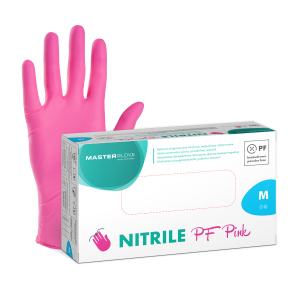 Rękawiczki nitrylowe różowe Master Glove Nitrile PF Pink M, IT, 1 opk. - 100 szt.