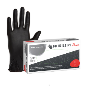 Rękawiczki nitrylowe czarne Master Glove Nitrile PF Basic L, 1 opk. - 100 szt.