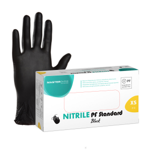 Rękawiczki nitrylowe czarne Master Glove Nitrile PF Standard Black XS, 1 opk. - 100 szt.