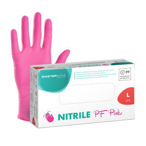 Rękawiczki nitrylowe różowe Master Glove Nitrile PF Pink L, 1 opk. - 100 szt.