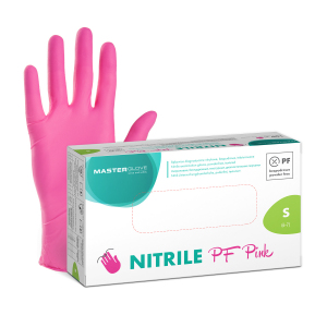 Rękawiczki nitrylowe różowe Master Glove Nitrile PF Pink S, IT, 1 opk. - 100 szt.