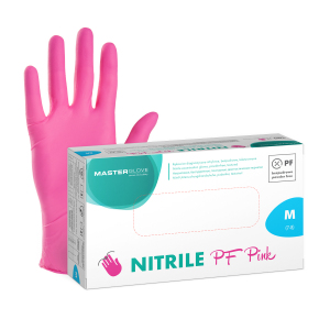 Rękawiczki nitrylowe różowe Master Glove Nitrile PF Pink M, 1 opk. - 100 szt.