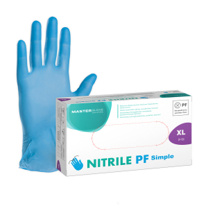 Rękawiczki nitrylowe niebieskie Master Glove Nitrile PF Simple XL, 1 opk. - 100 szt.