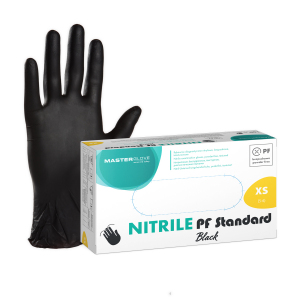 Rękawiczki nitrylowe czarne Master Glove Nitrile PF Standard Black XS, TG, 1 opk. - 100 szt.