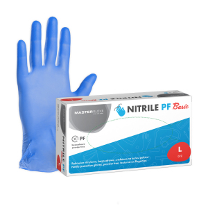 Rękawiczki nitrylowe niebieskie Master Glove Nitrile PF Basic L, 1 opk. - 100 szt.