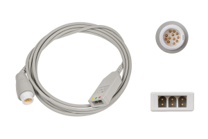 Kabel EKG do monitorowania rozłączny, 3-odprowadzeniowy, system VS, wtyk okrągły 12-pin, dł. 270 cm, op. 1 szt.
