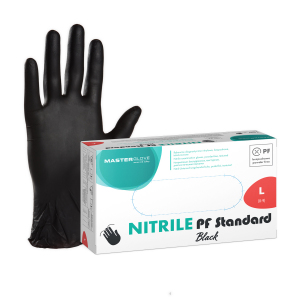 Rękawiczki nitrylowe czarne Master Glove Nitrile PF Standard Black L, 1 opk. - 100 szt.