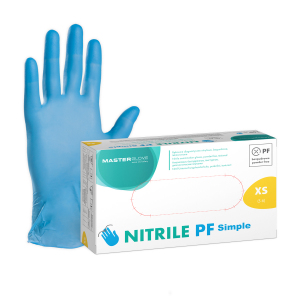 Rękawiczki nitrylowe niebieskie Master Glove Nitrile PF Simple XS, TG, 1 opk. - 100 szt.