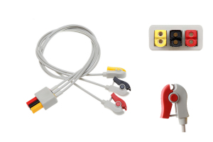 Przewód dołączeniowy EKG, 3-odprowadzeniowy, klamra, system VS, dł. 60 cm, żółty, czerwony, czarny, op. 3 szt.